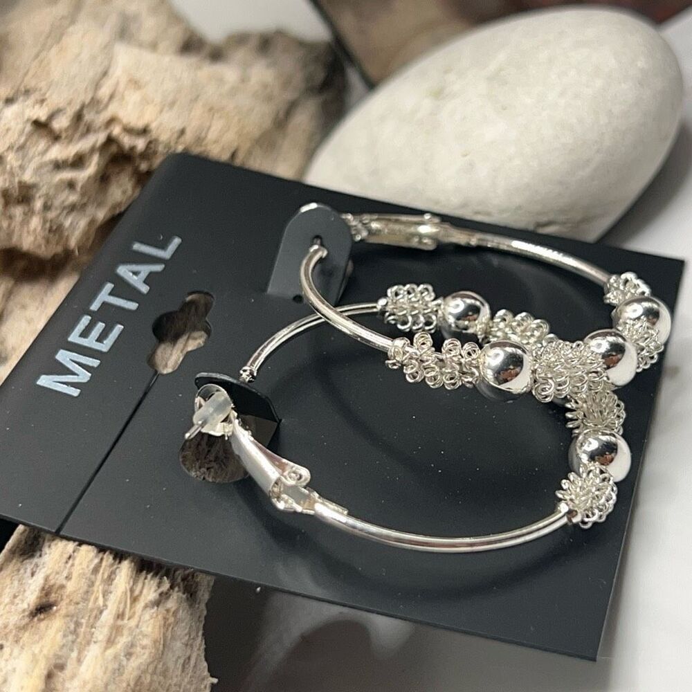 Silver Hoop METAL Earrings $16ea / 3 for $25
